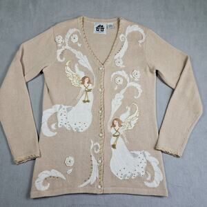 Storybook Knits Cardigan Size Small Sweater Beaded Heaven Angel Church Neutral